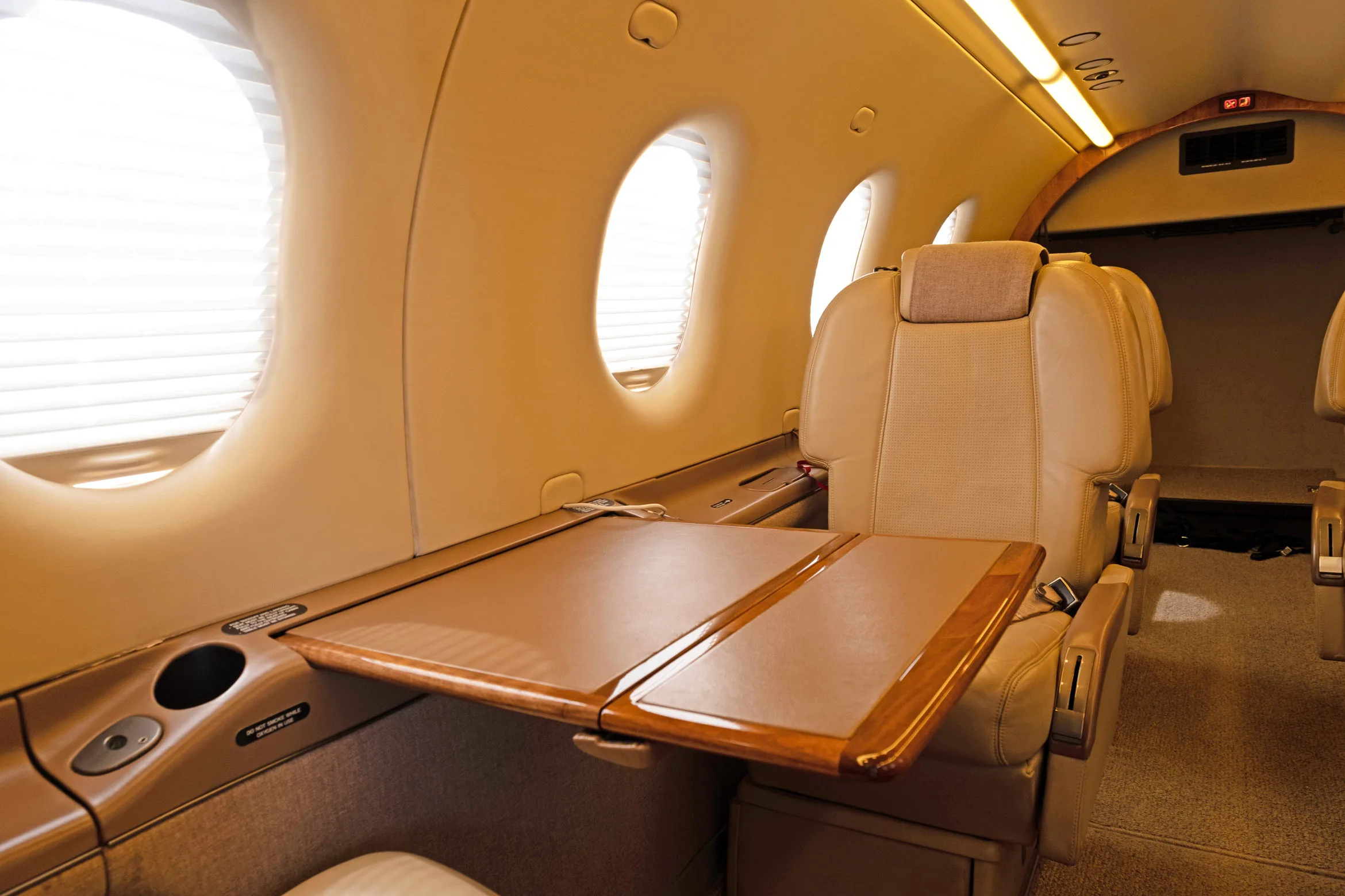 Cabin interior of a 2000 Pilatus PC-12/45.