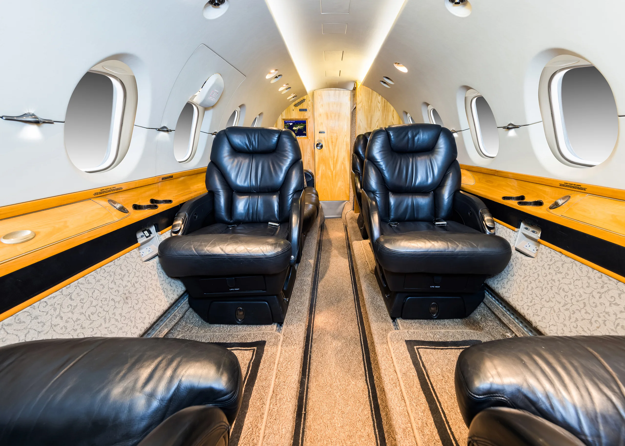 Cabin interior of a 2004 Hawker 800xp.