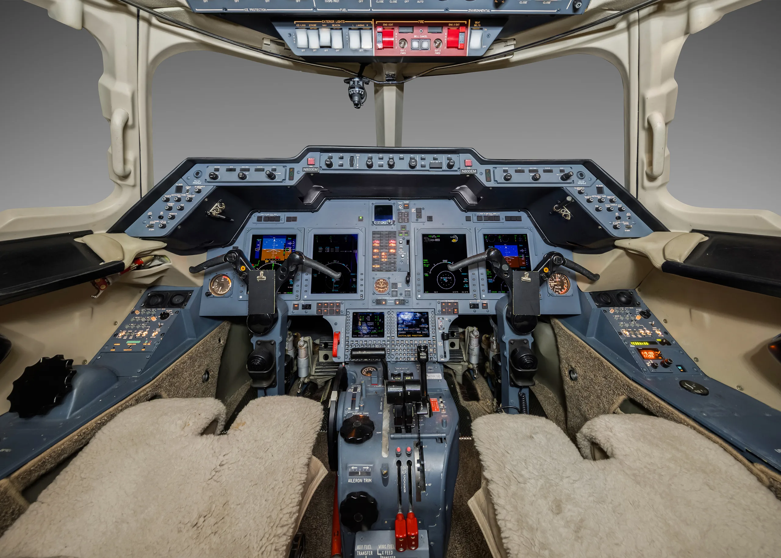 Cockpit and instrument panel of a 2004 Hawker 800xp.