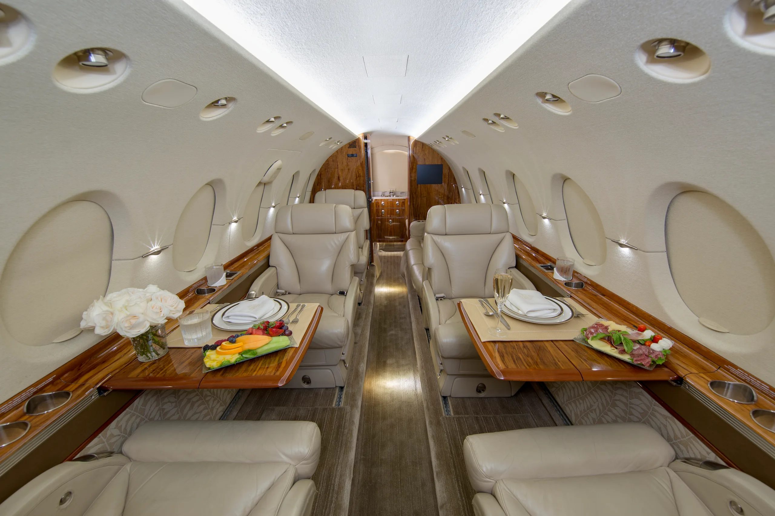 Cabin interior of a 2006 Hawker 850XP.