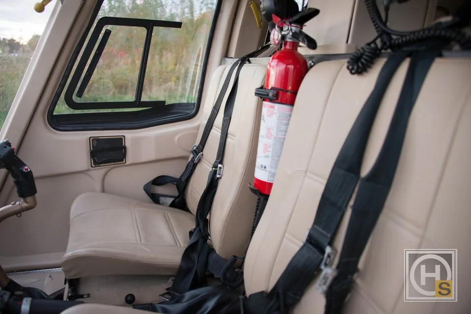 Cabin interior of a 1971 Bell 206.