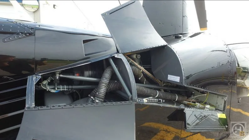 Engine detail of a 2009 Robinson R44 CLIPPER II.