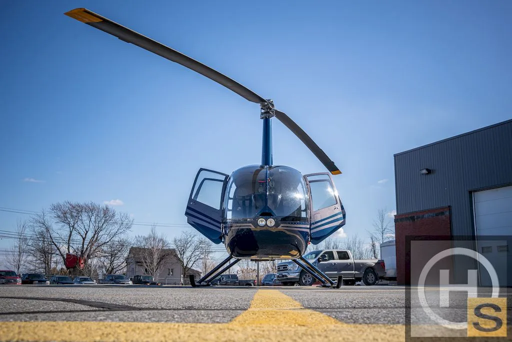 Exterior view of a 2012 Robinson R44.