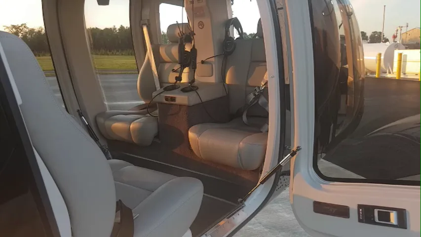 Cabin interior of a 2016 Bell 407 GXP.