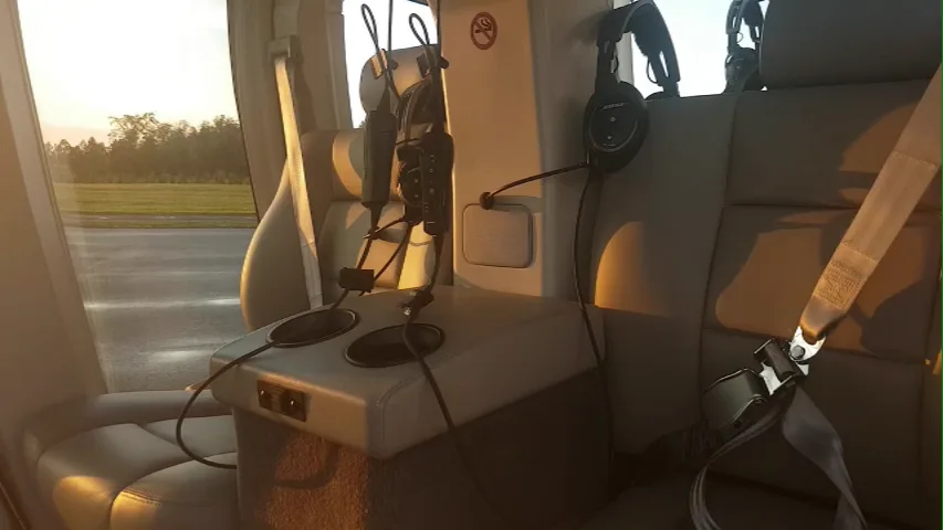 Cabin interior of a 2016 Bell 407 GXP.