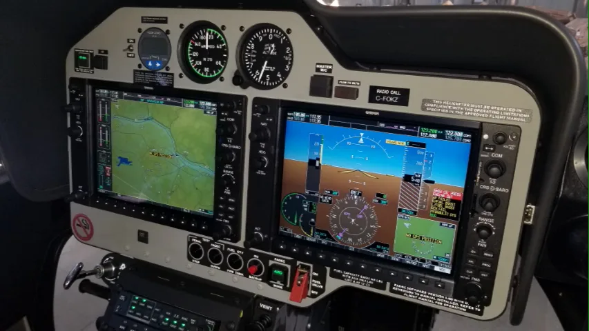 Avionics suite of a 2016 Bell 407 GXP.