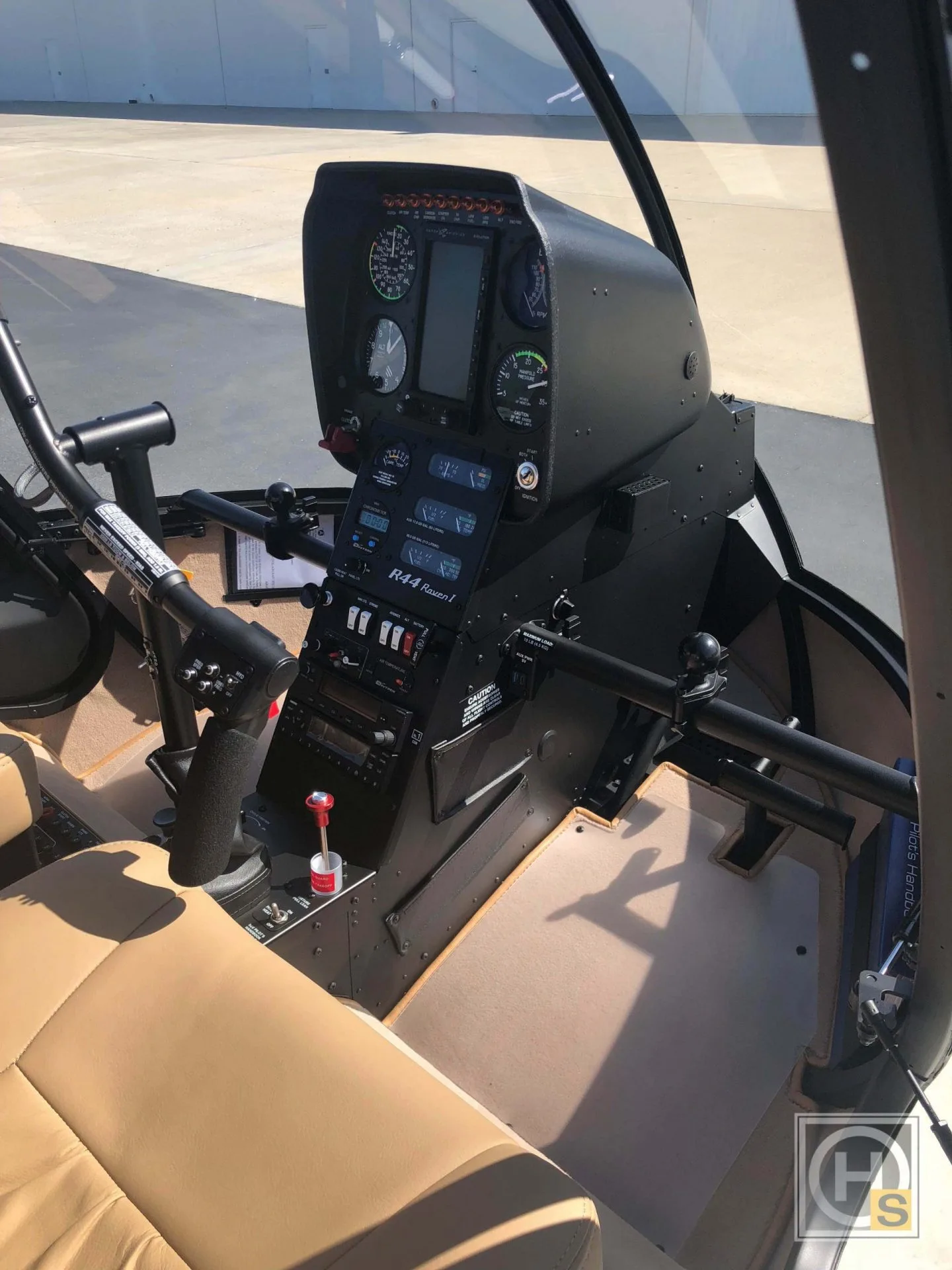 Cockpit and instrument panel of a 2018 Robinson R44 RAVEN I.