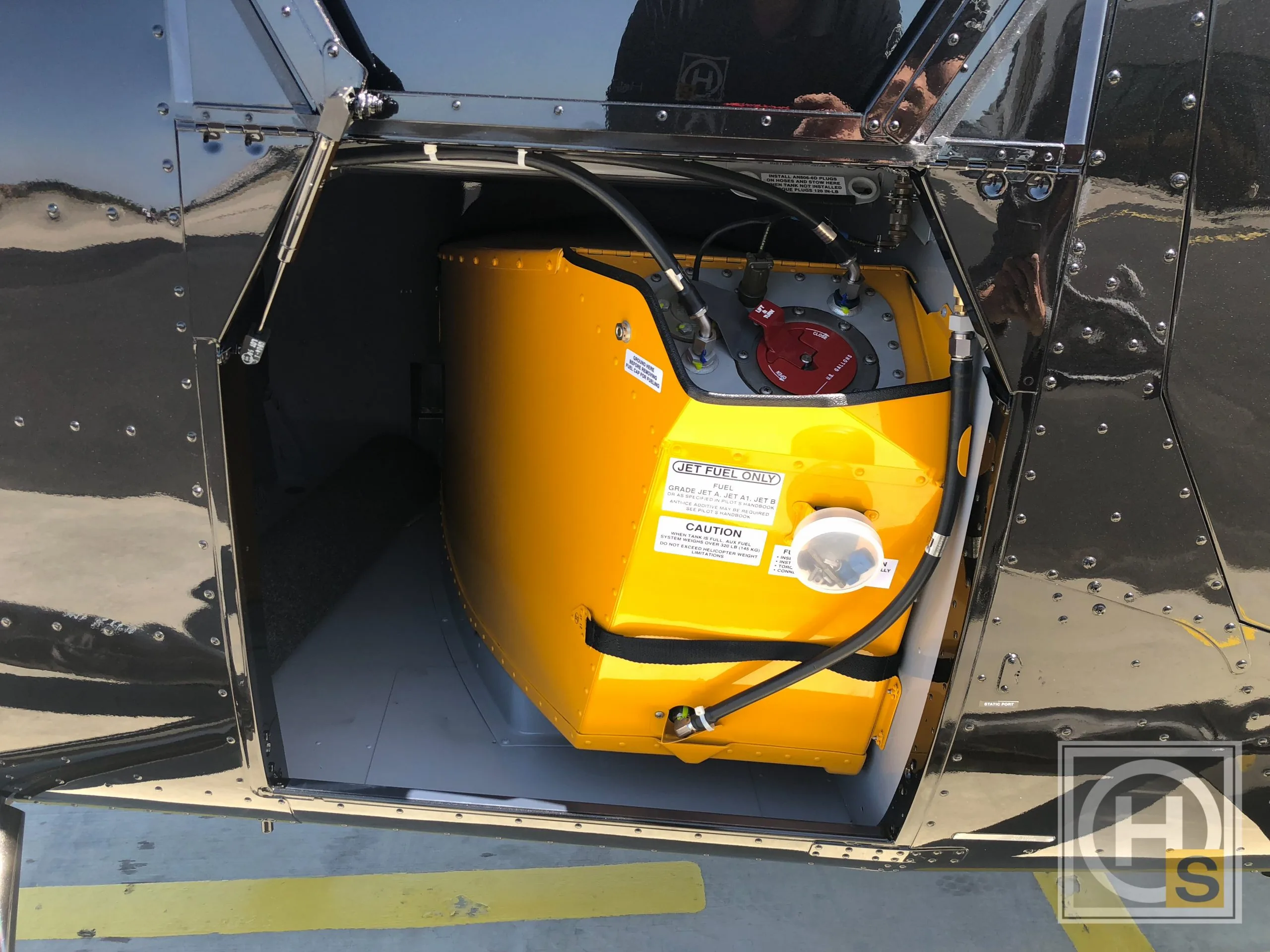 Cockpit and instrument panel of a 2018 Robinson R66 Turbine Marine.