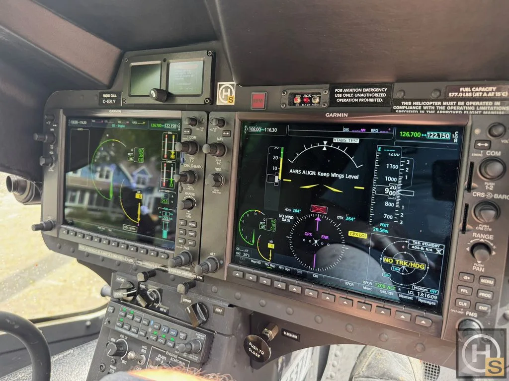 Avionics suite of a 2021 Bell 505 – December 2021 –.