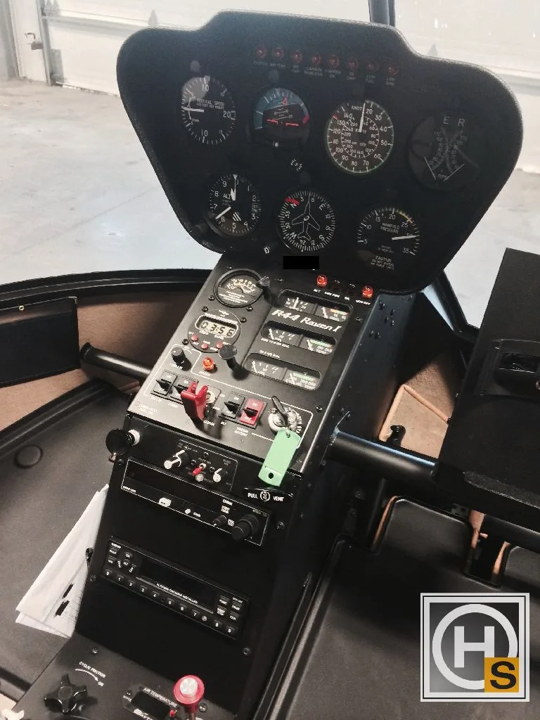 Cockpit and instrument panel of a 2012 Robinson R44 RAVEN I.