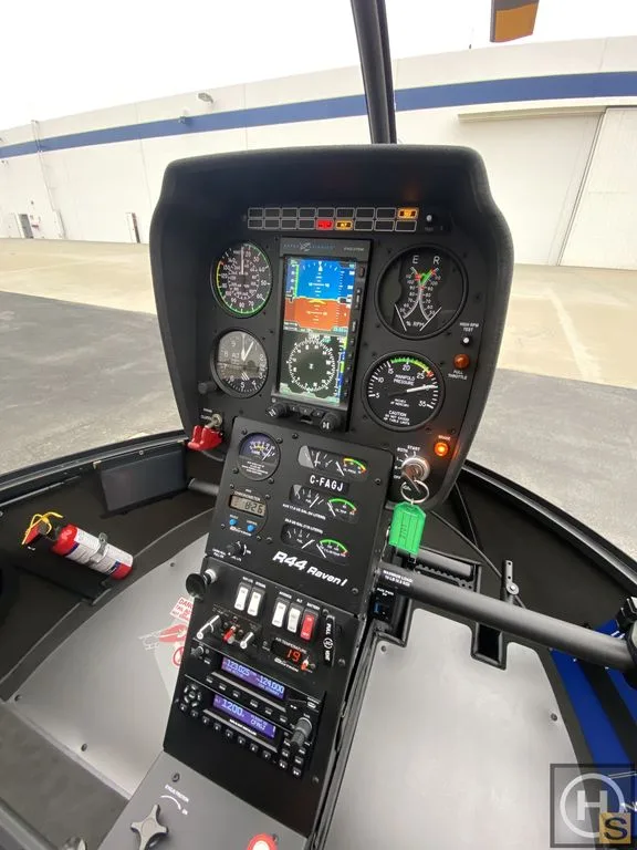 Cockpit and instrument panel of a 2022 Robinson R44 Raven I - August 2022.