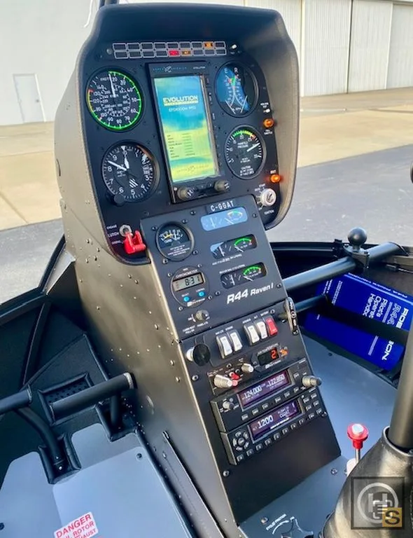 Cockpit and instrument panel of a 2022 Robinson R44 Raven I – November 2022 – Registered 2023.
