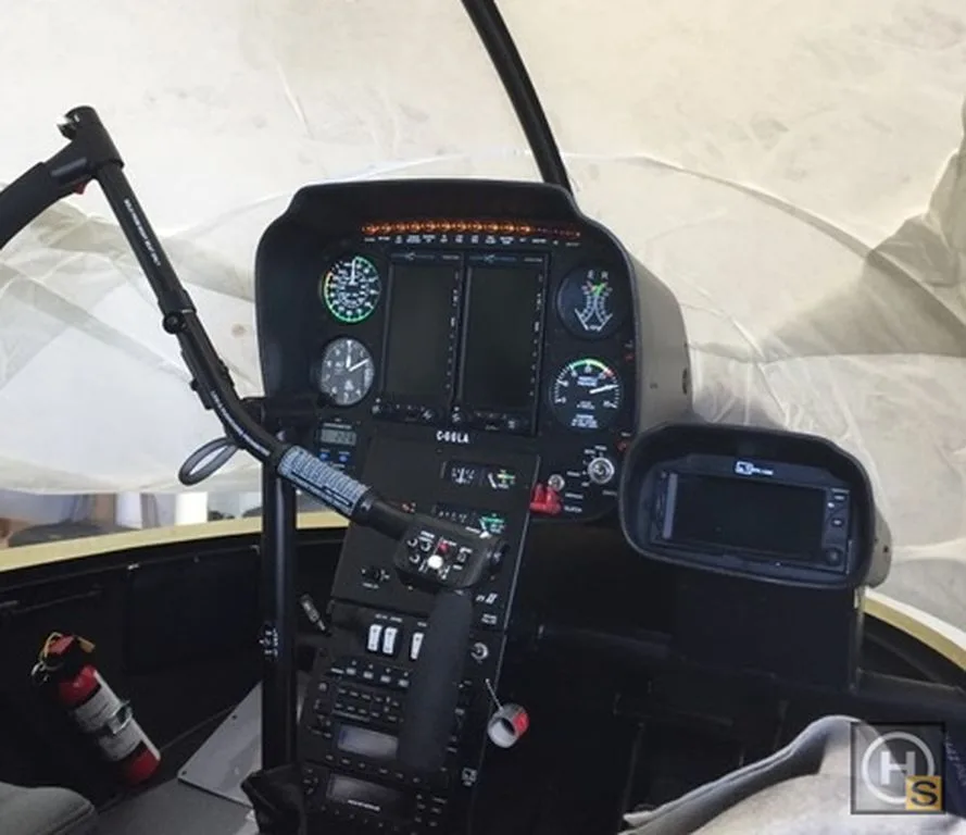 Cockpit and instrument panel of a 2018 Robinson R44 Raven II – February 2018 –.