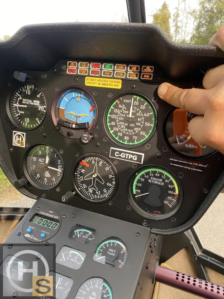 Cockpit and instrument panel of a 2014 Robinson R66 Turbine 2014.