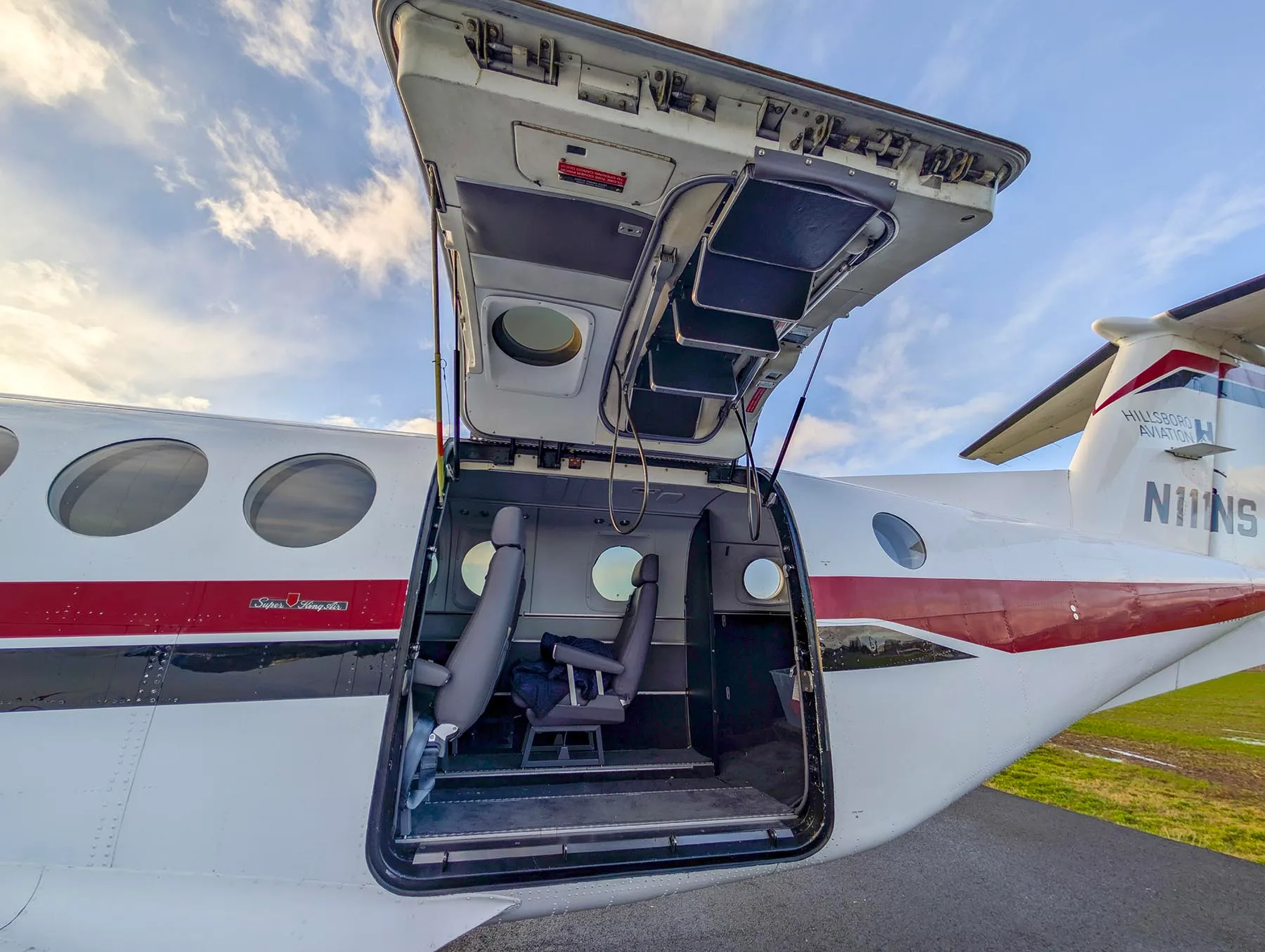 Exterior view of a 1980 Beechcraft King Air 200C.