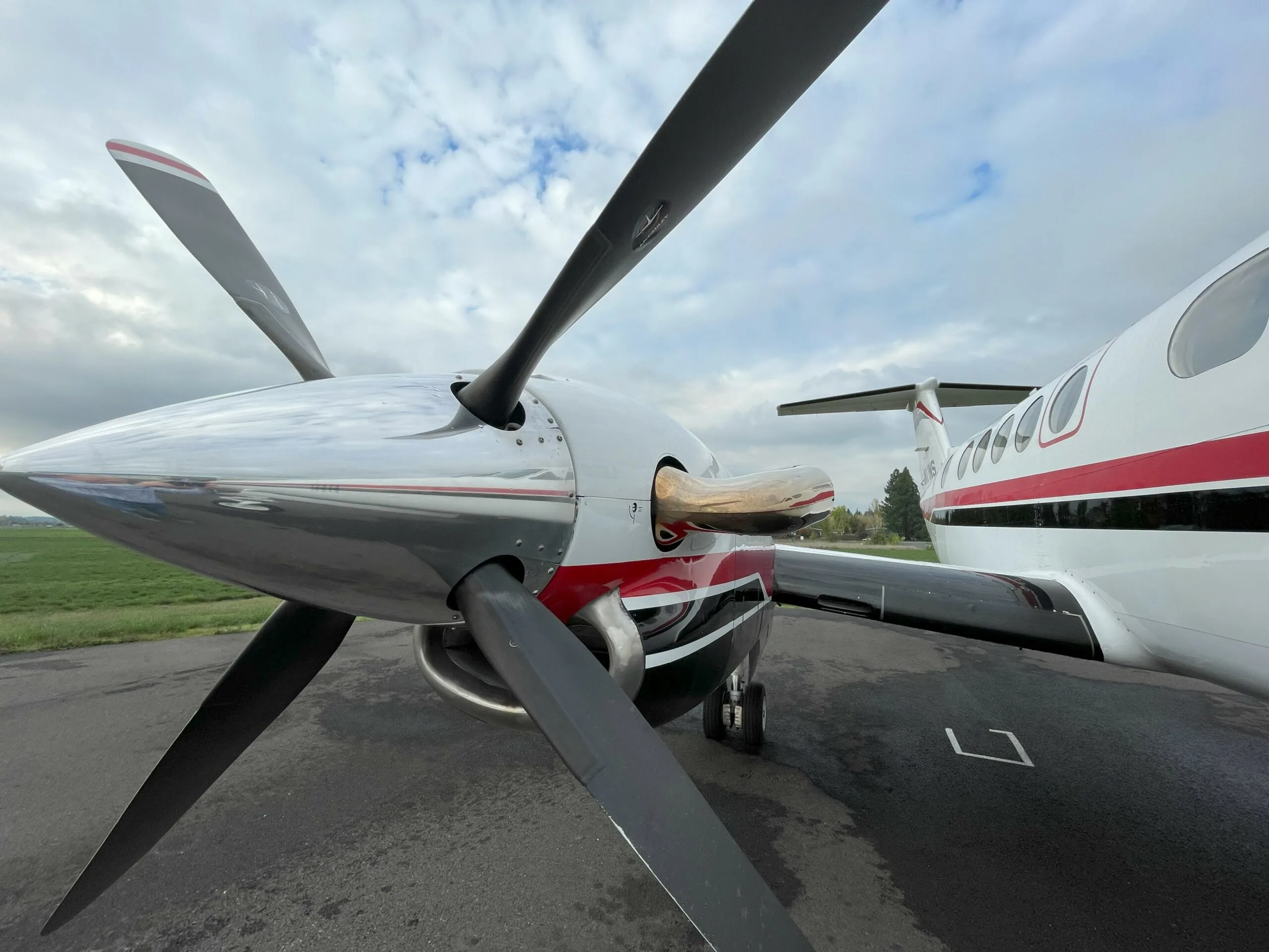 Exterior view of a 1980 Beechcraft King Air 200C.