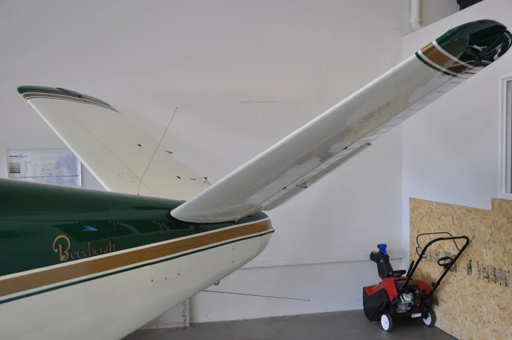 Exterior view of a 1950 Beechcraft B35, N8910A.