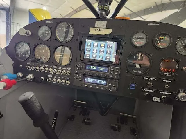 Cockpit and instrument panel of a 1955 Piper PA-18-150.