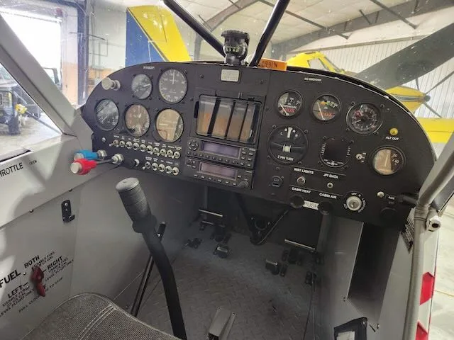 Cockpit and instrument panel of a 1955 Piper PA-18-150.