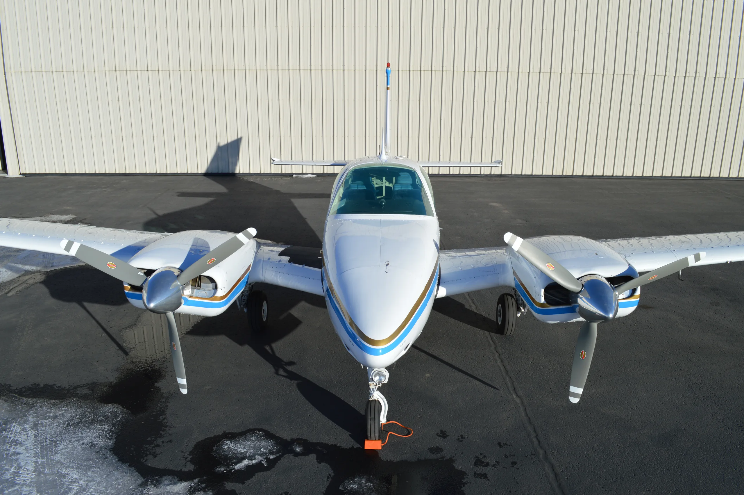 Exterior view of a 1972 Beechcraft B55, N9308Q.