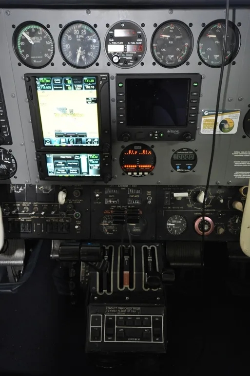 Cockpit and instrument panel of a 1973 Beechcraft DUKE.