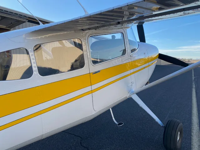 Exterior view of a 1977 Cessna 180K, N644FM.