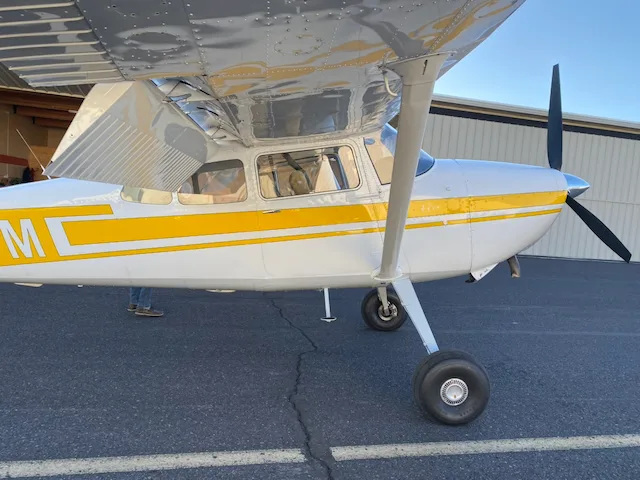 Exterior view of a 1977 Cessna 180K, N644FM.