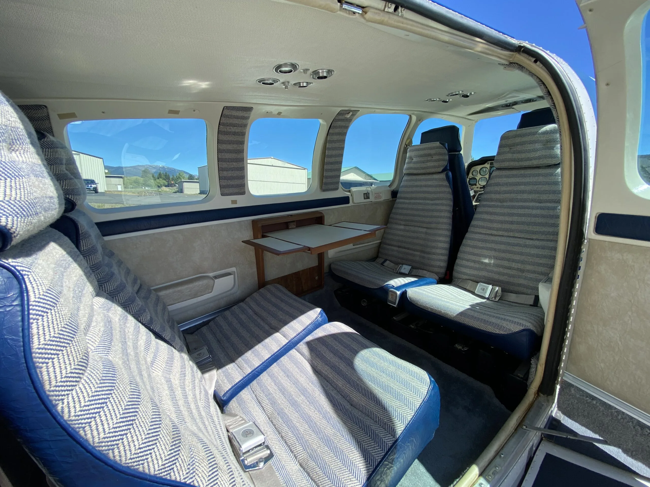 Cabin interior of a 1982 Beechcraft A36 (Beech Aircraft 50th Anniversary Model).