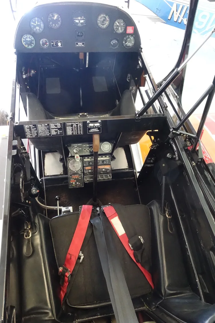 Cockpit and instrument panel of a 1984 Aviat CHRISTEN EAGLE II.