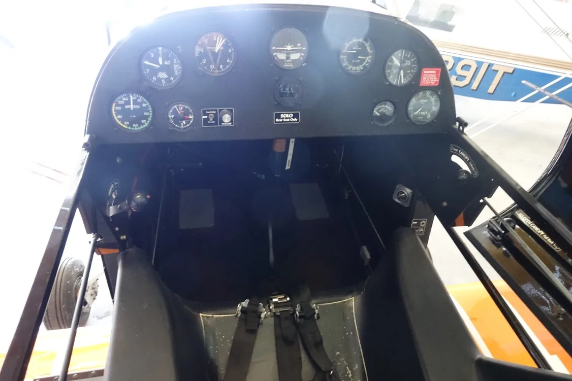 Cockpit and instrument panel of a 1984 Aviat CHRISTEN EAGLE II.