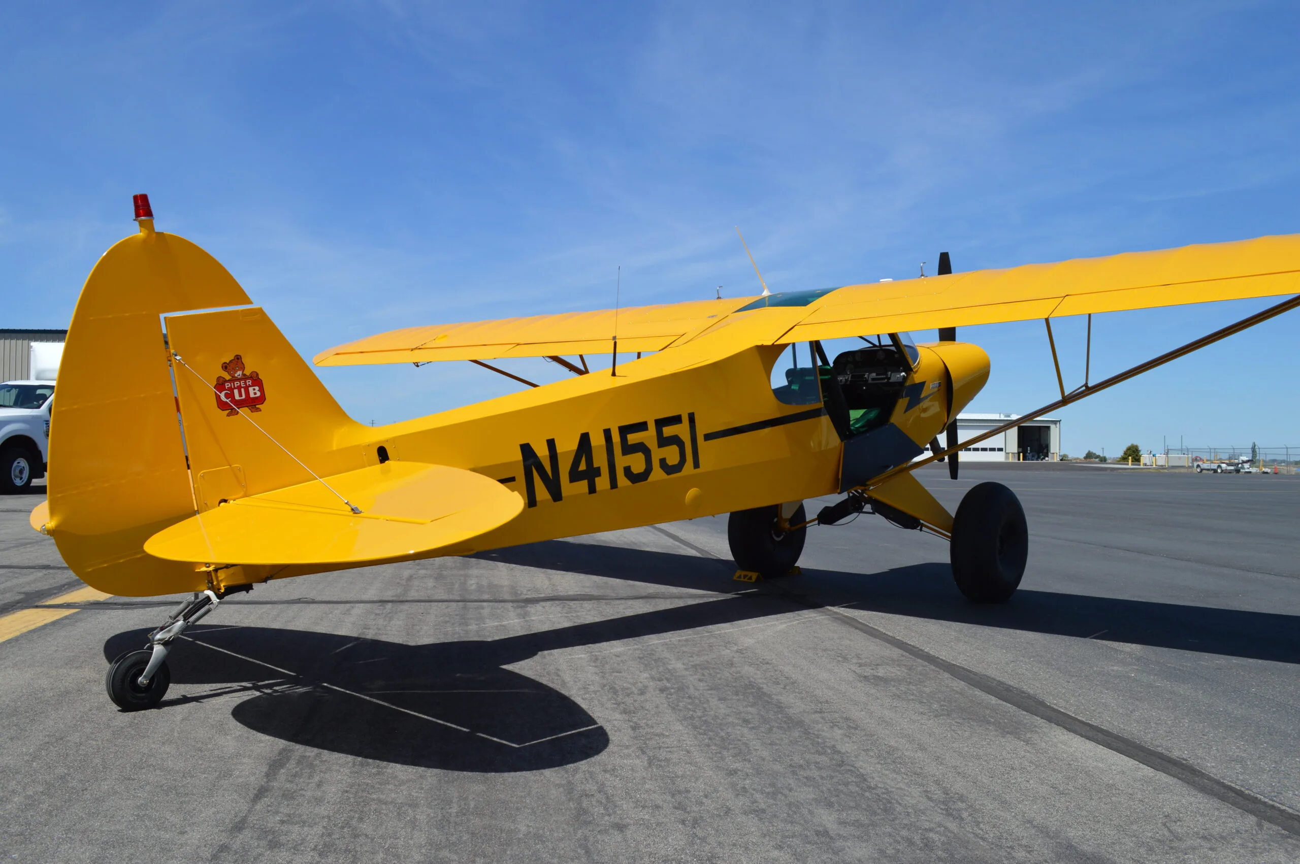 Exterior view of a 1993 Piper PA-18-150, N41551.