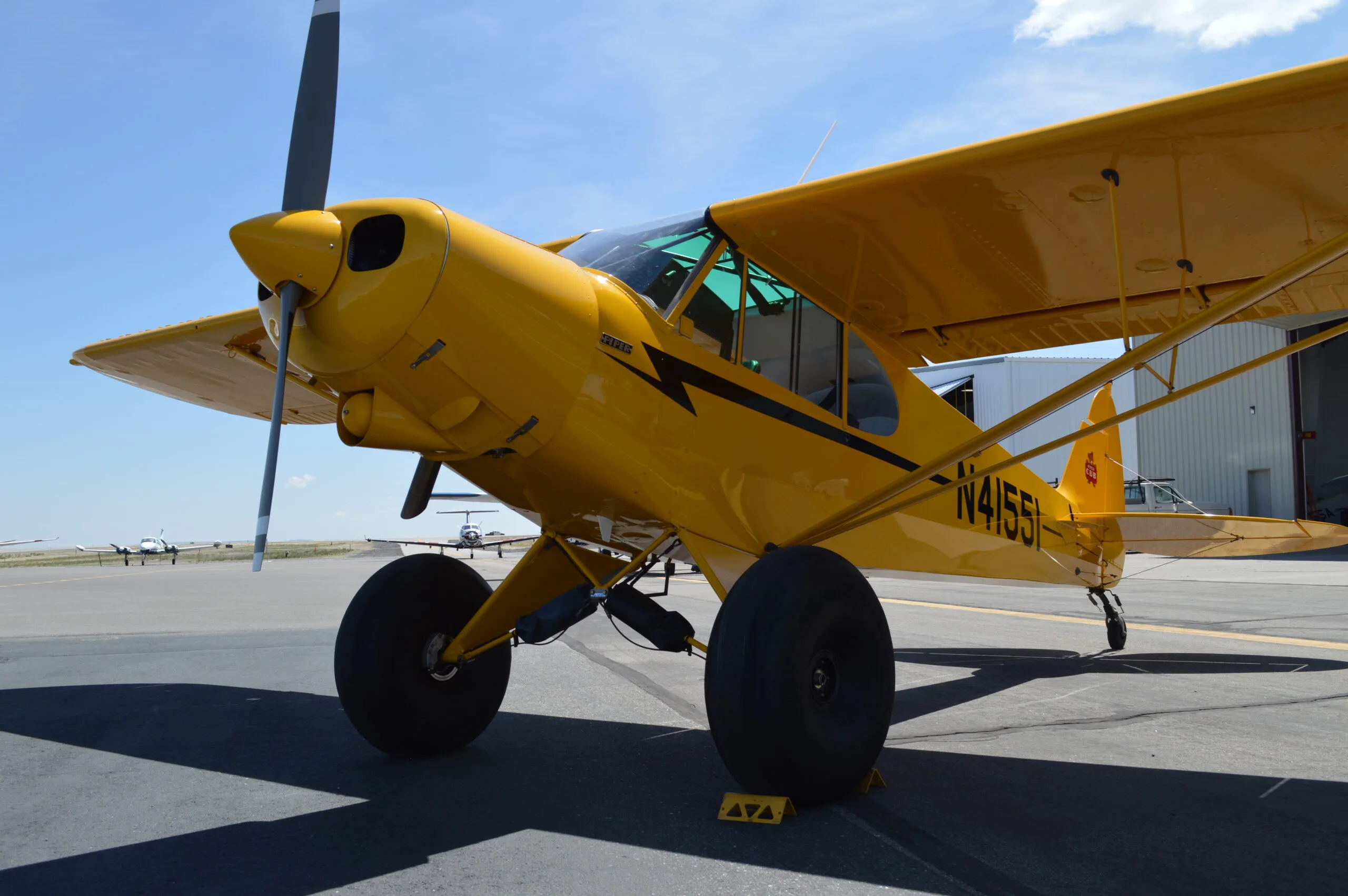 Exterior view of a 1993 Piper PA-18-150, N41551.
