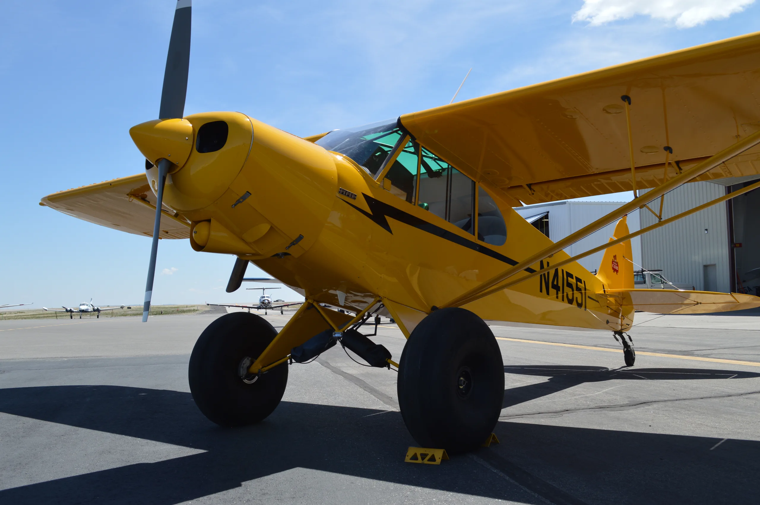 Exterior view of a 1993 Piper PA-18-150, N41551.
