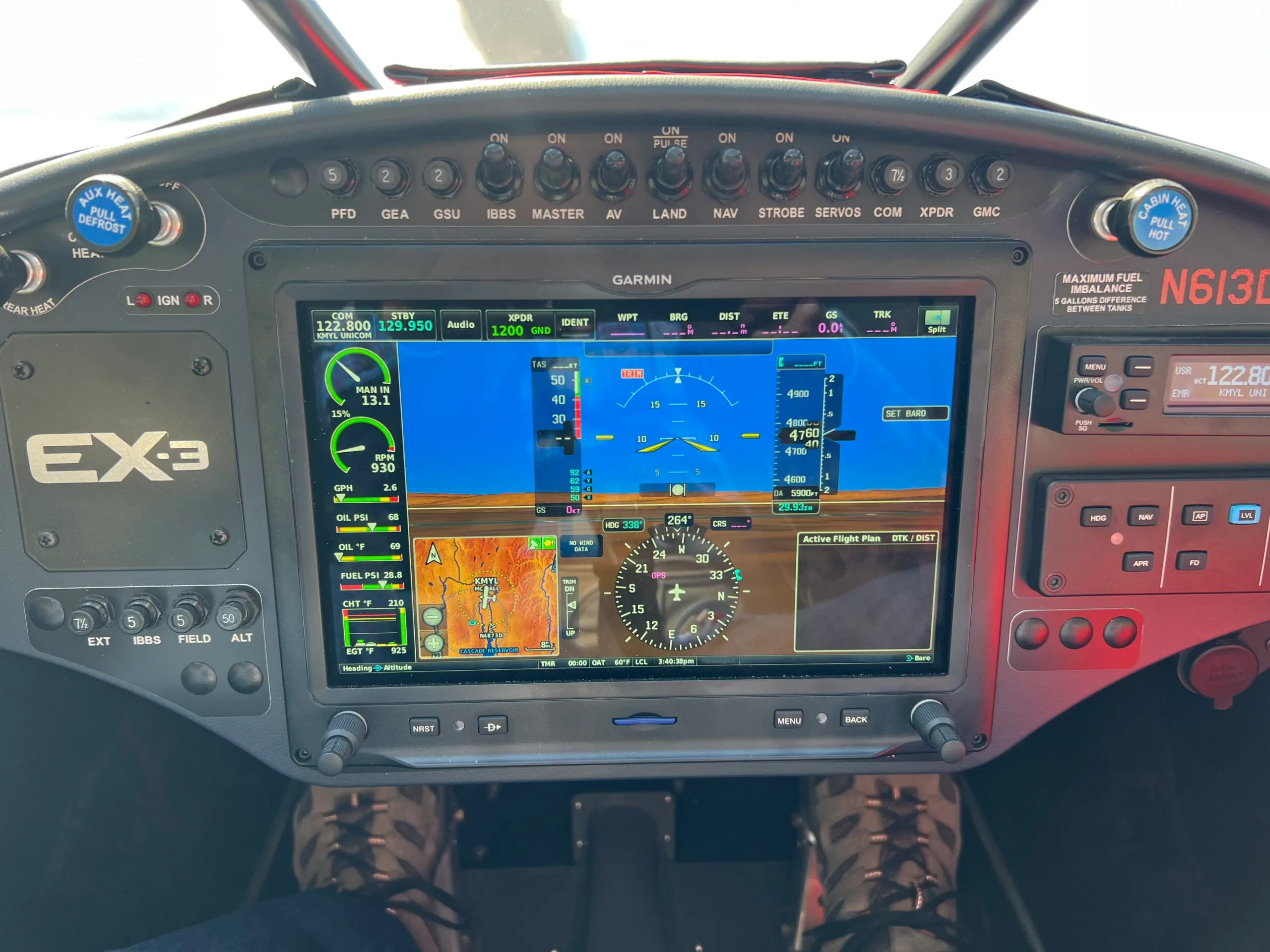 Cockpit and instrument panel of a 2023 Clear Sky LLC Carbon Cub EX-3.