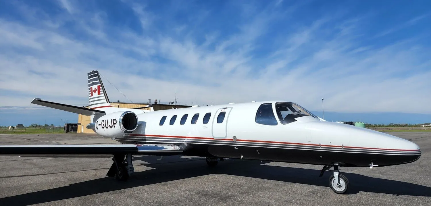 Exterior view of a 2001 Cessna Citation Bravo SN550-0994 C-GUJP | Hopkinson Luxury Aircraft Sales, C-GUJP.