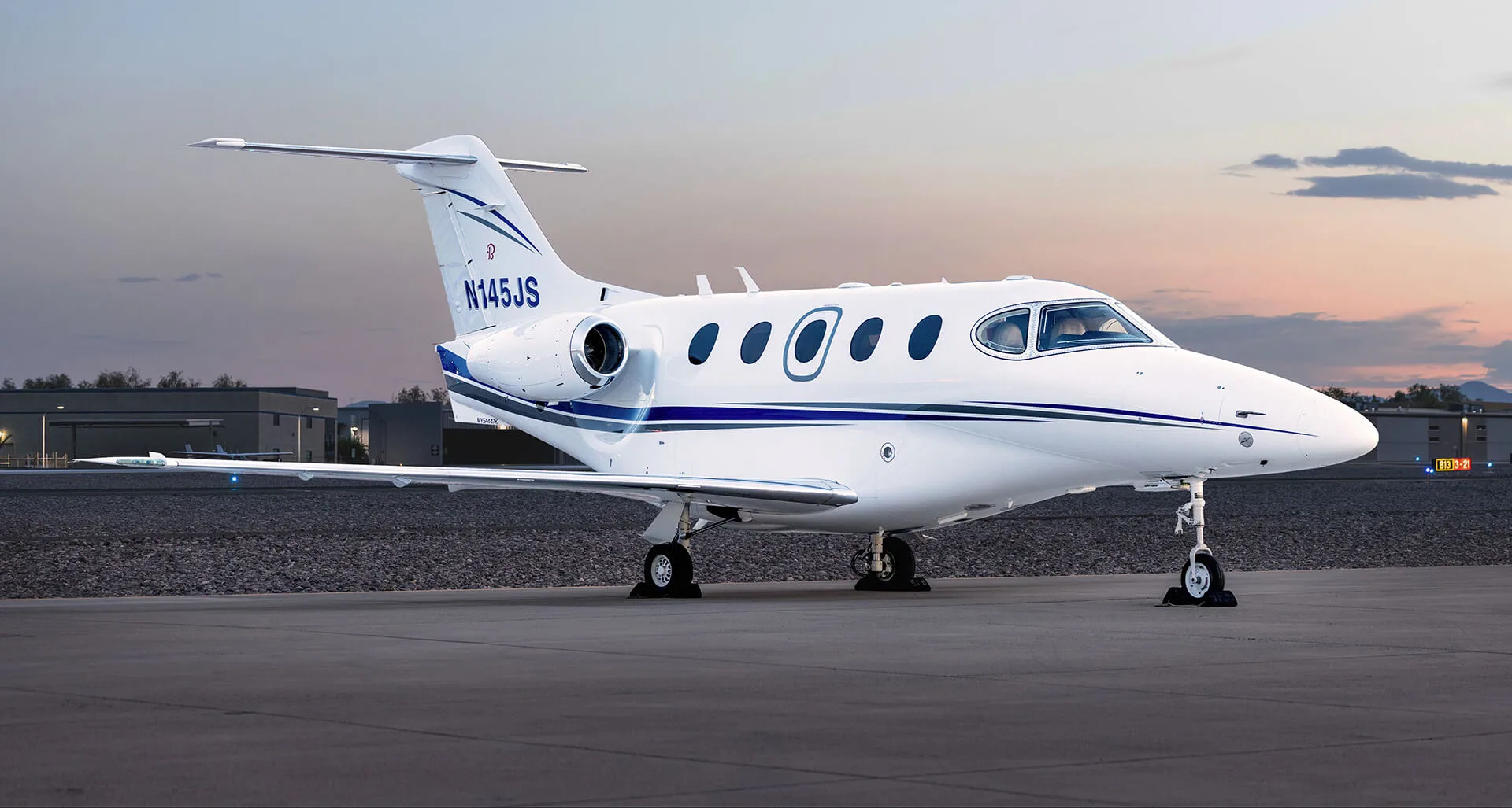 Exterior view of a 2005 Beechcraft Premier 1, RB-119.