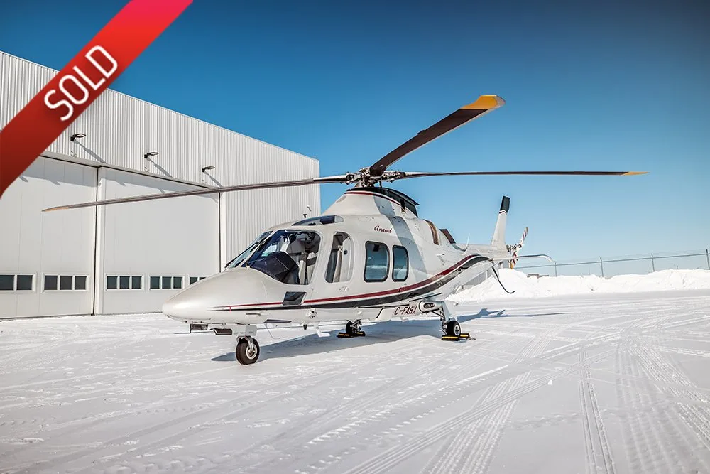 Exterior view of a 2008 Agusta A109S Grand SN22067 C-FARX | Hopkinson Luxury Aircraft Sales, C-FARX.