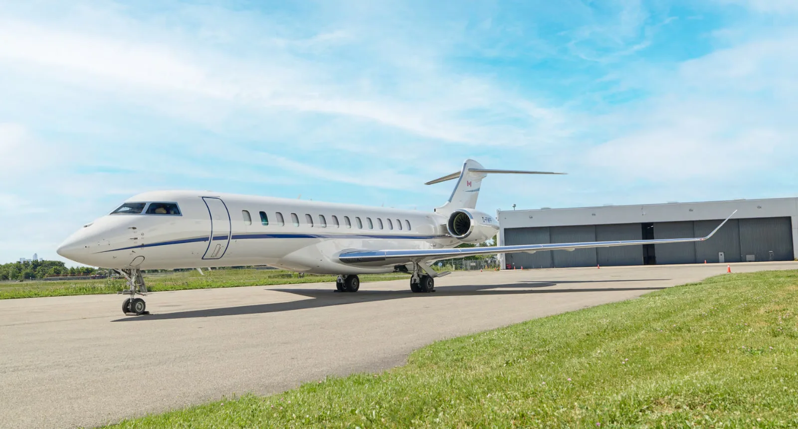 Exterior view of a 2021 Bombardier Global 7500 | Hopkinson Luxury Aircraft Sales, C-FWPF.