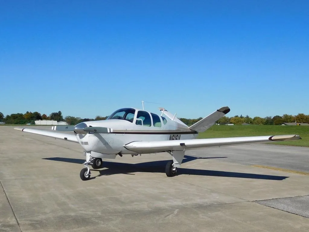 Exterior view of a 1959 Beechcraft K35 Bonanza - N616V Aircraft.