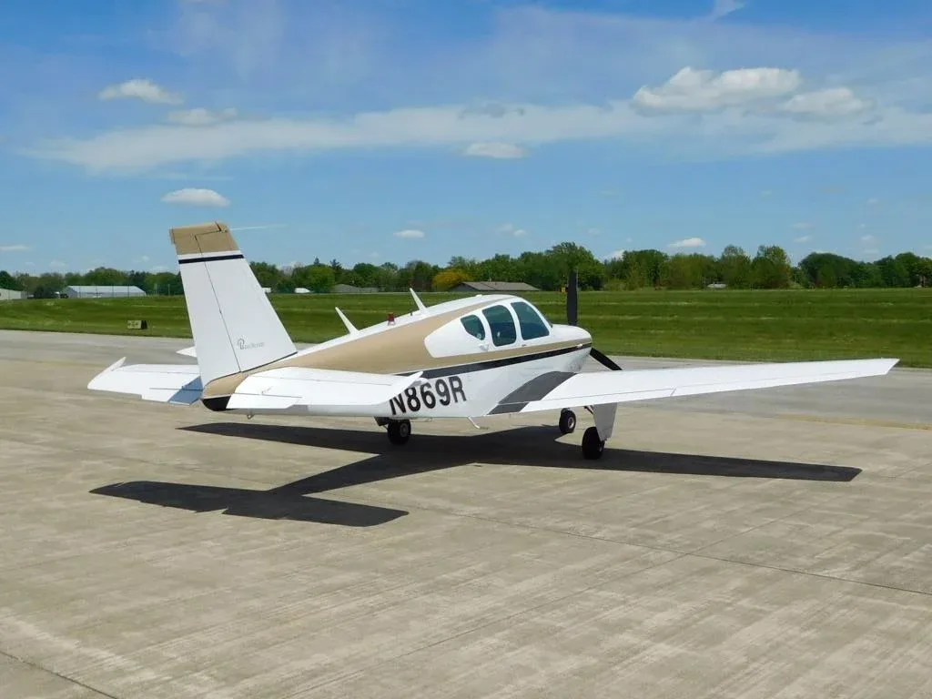Exterior view of a 1960 Beechcraft Debonair - N869R Aircraft.