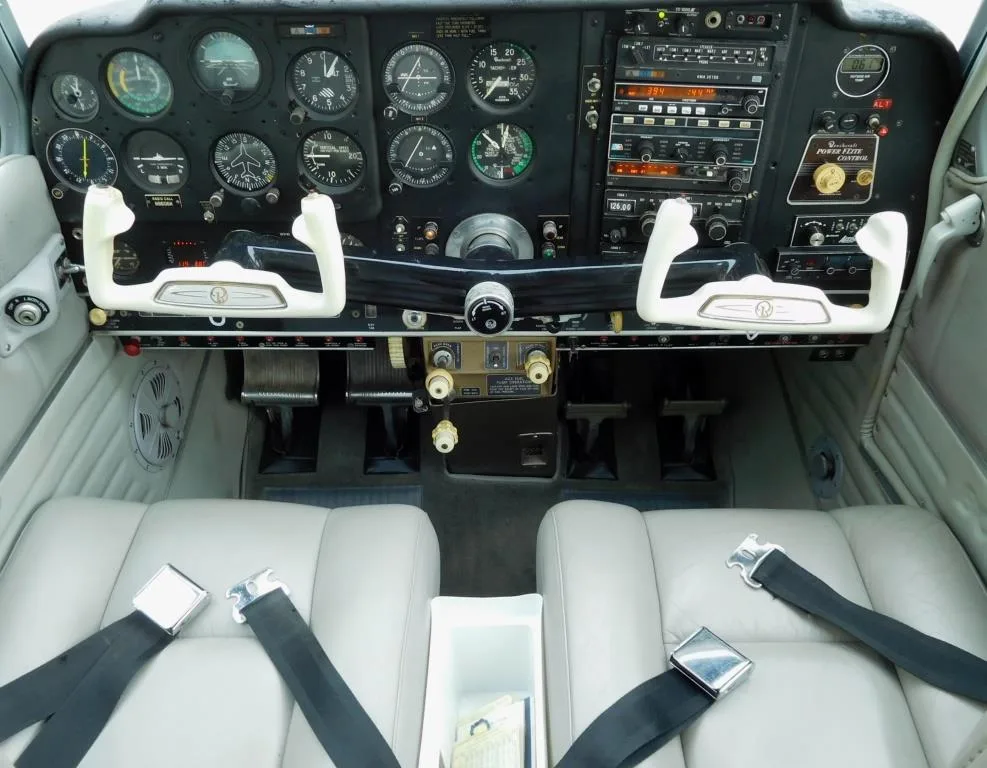 Cockpit and instrument panel of a 1962 Beech P35 - N9606K Aircraft.