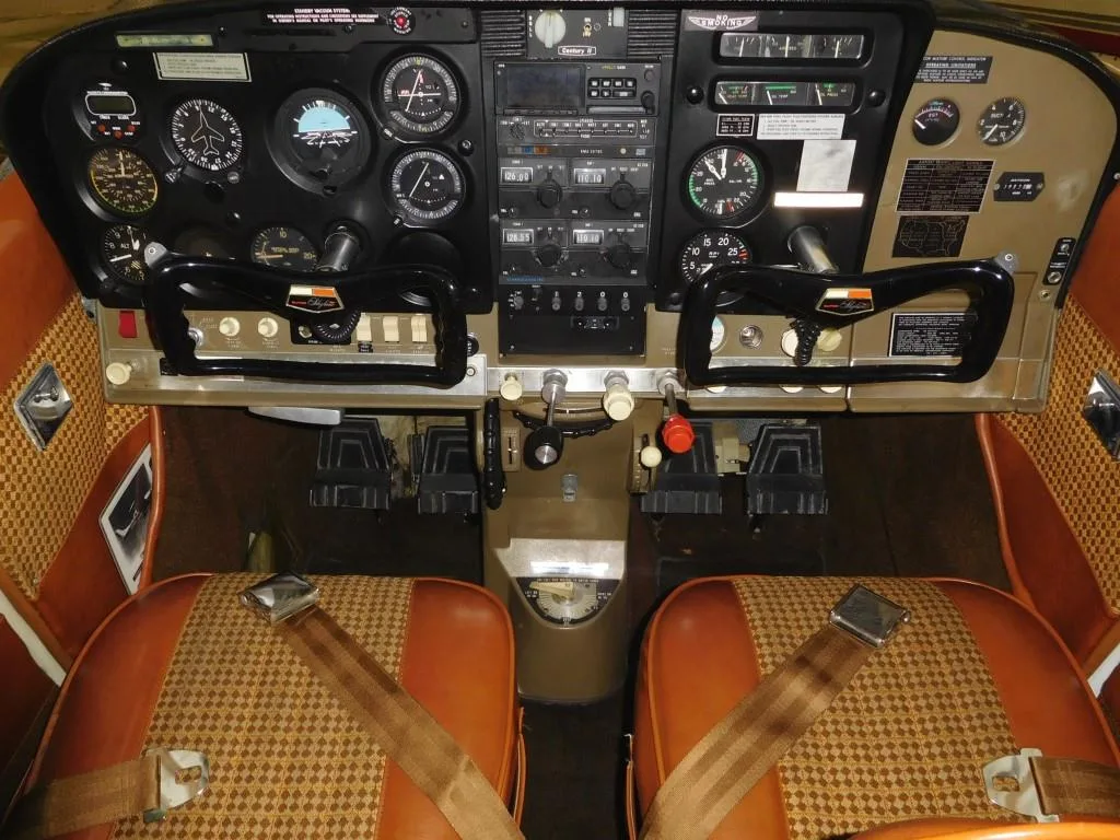 Cockpit and instrument panel of a 1965 Cessna P206- N2522X Aircraft.