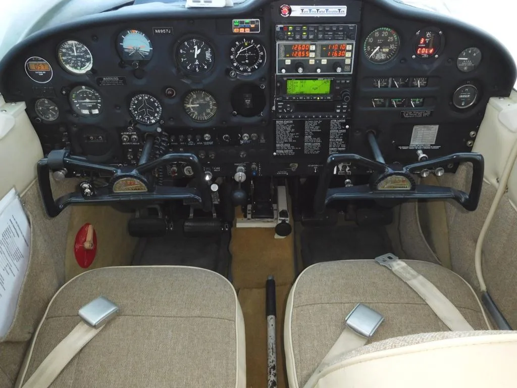 Cockpit and instrument panel of a 1965 Piper Cherokee 180 - N8957J Aircraft.