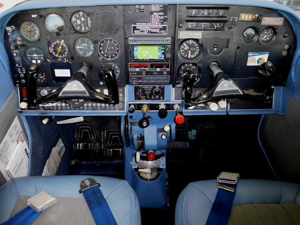 Cockpit and instrument panel of a 1967 Cessna 210 - N5909F Aircraft.