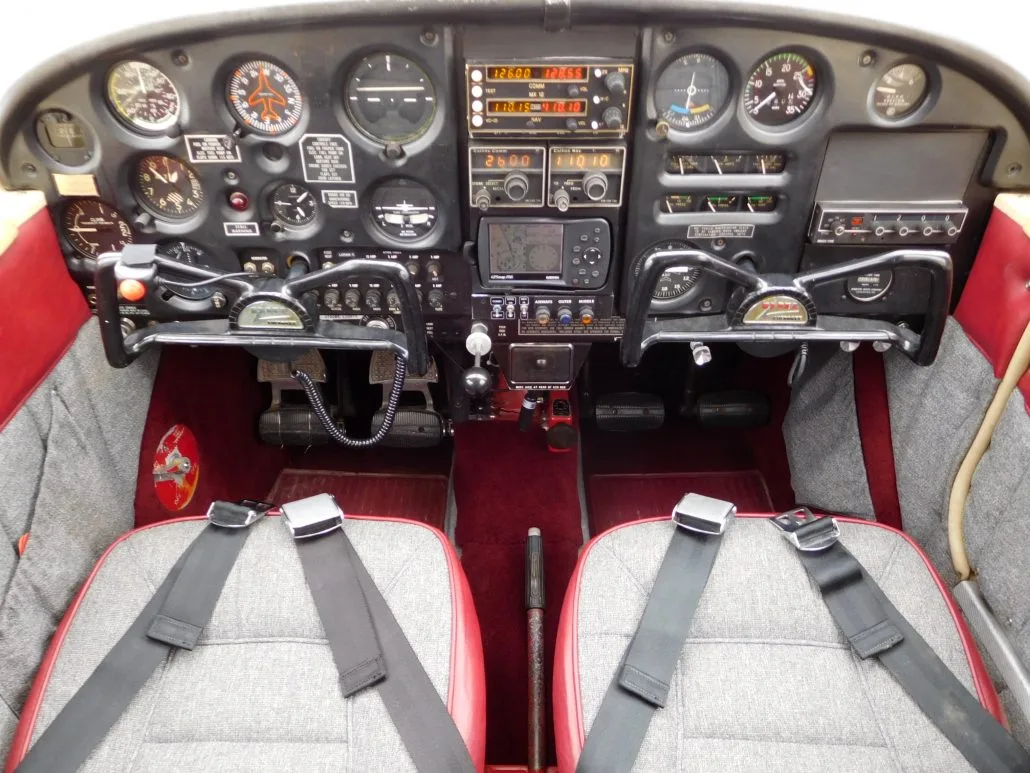 Cockpit and instrument panel of a 1967 Piper Cherokee 140 160HP - N9722W Aircraft.