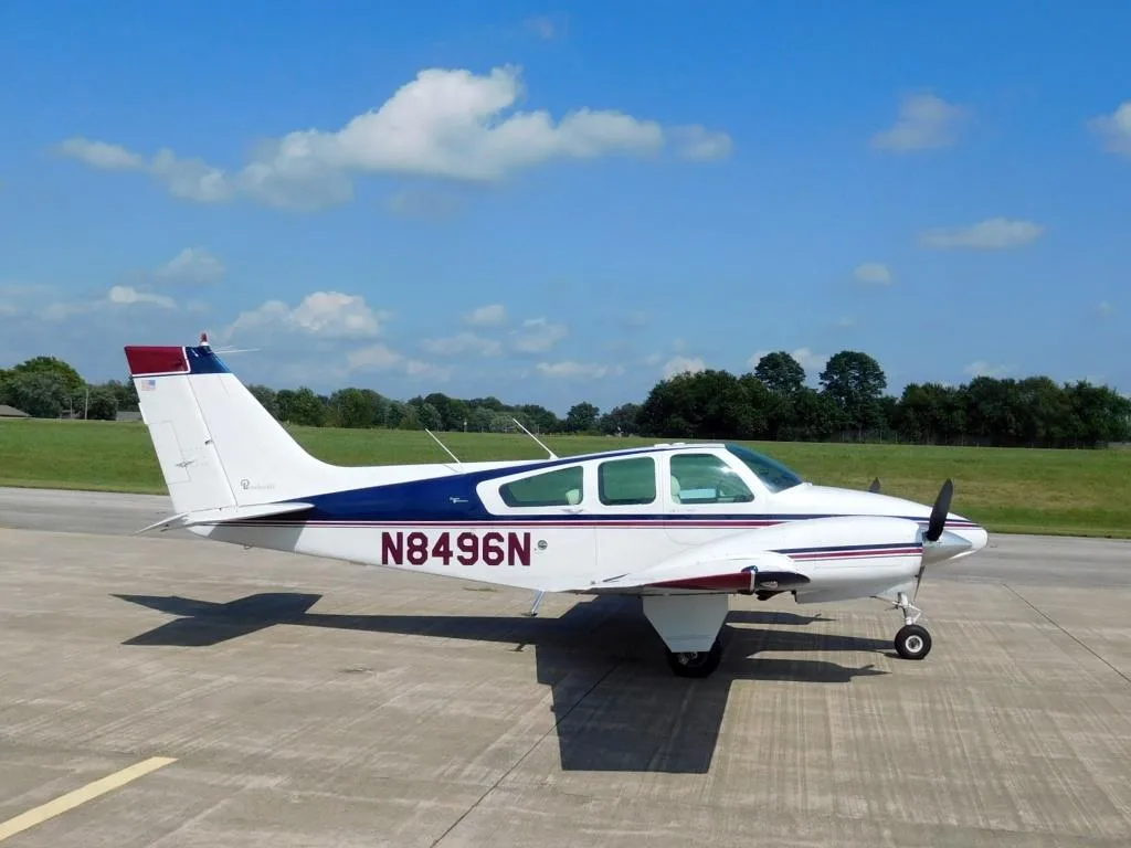 Exterior view of a 1968 Beechcraft B55 Baron - N8496N Aircraft.