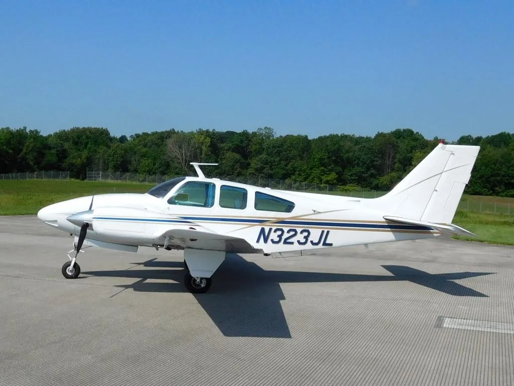 Exterior view of a 1968 Beechcraft D55 Baron - N323JL Aircraft.