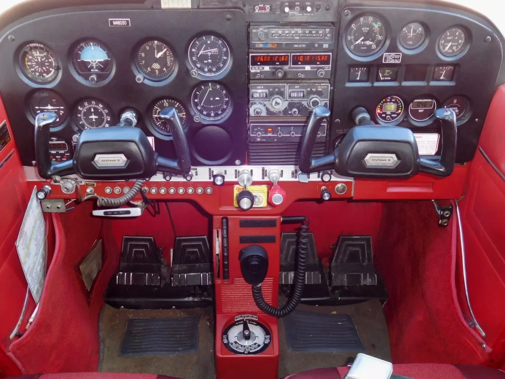 Cockpit and instrument panel of a 1968 Cessna 172 - N46030 Aircraft.