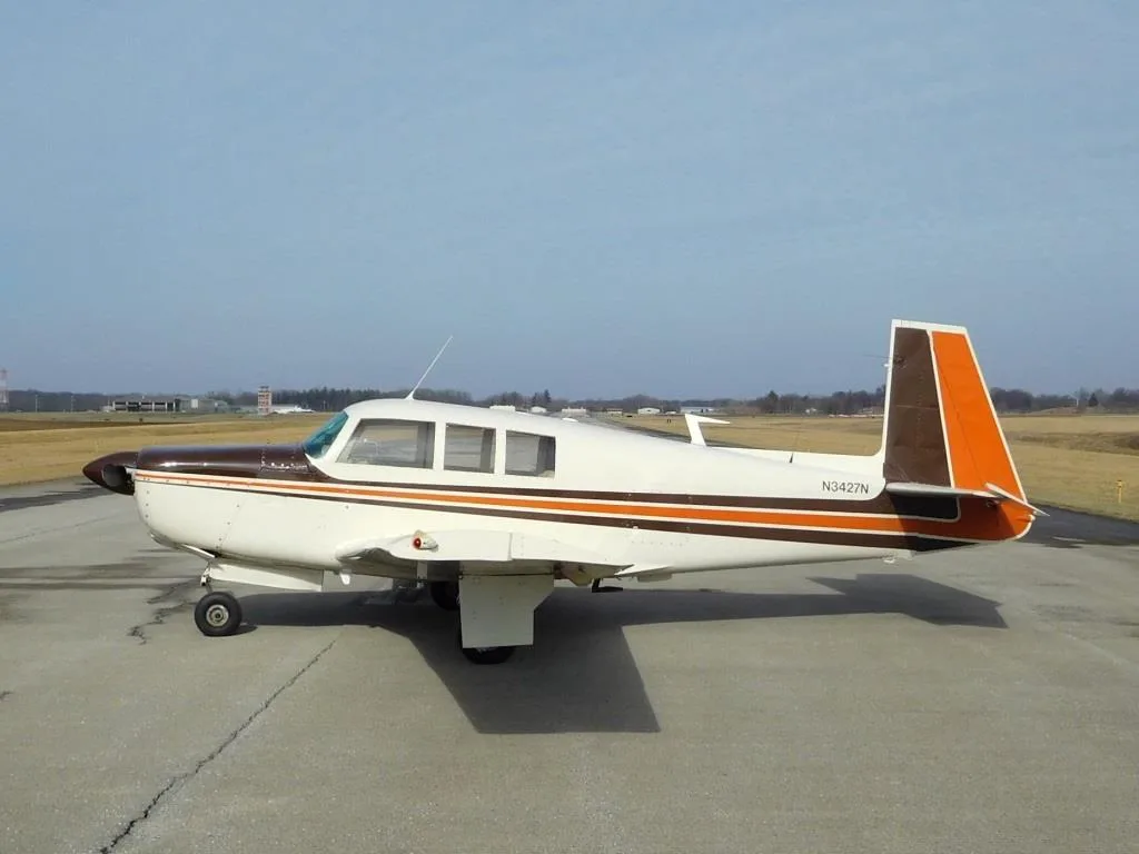Exterior view of a 1968 Mooney M20F - N3427N Aircraft.