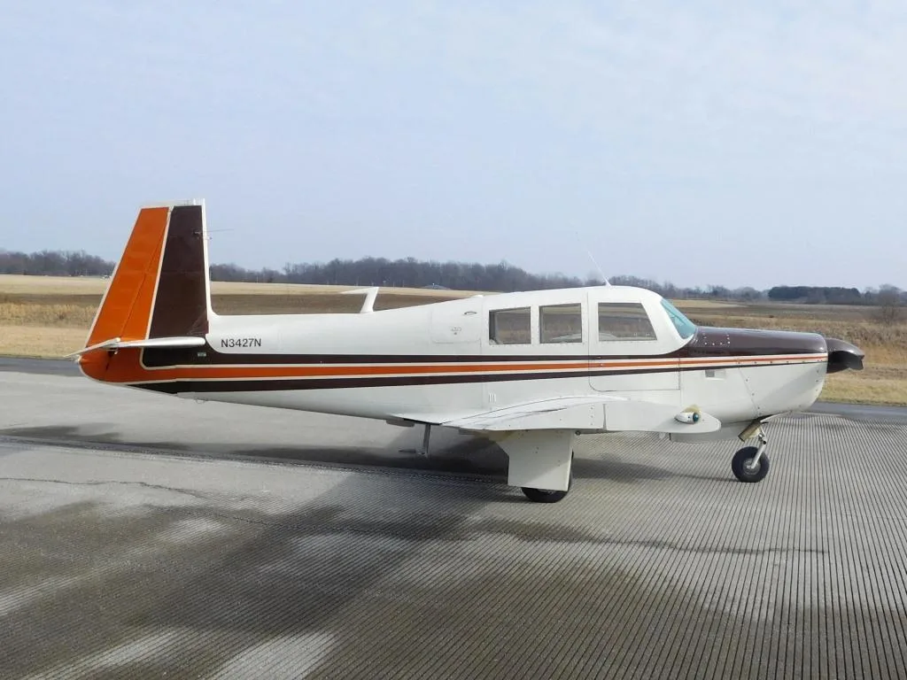 Exterior view of a 1968 Mooney M20F - N3427N Aircraft.